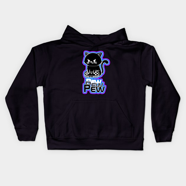 Black Gamer Cat Kids Hoodie by AlondraHanley